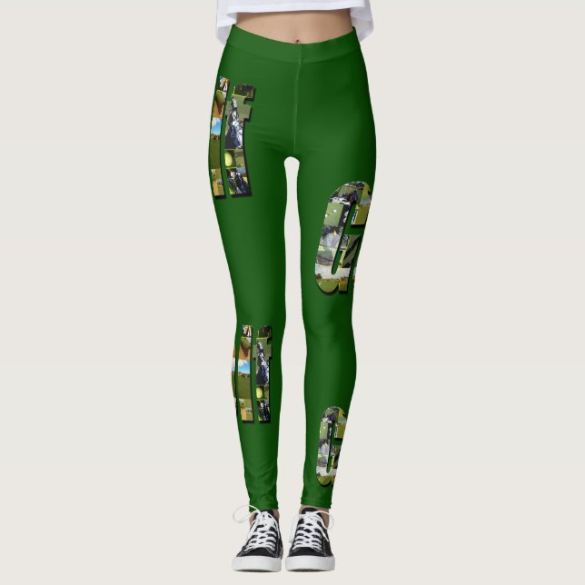 Leggings Collage du logo du Golf, Vert (Devant)