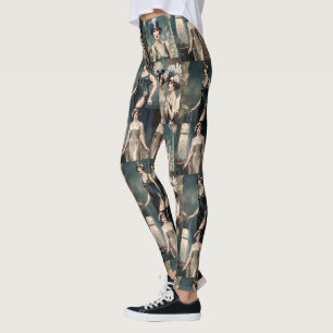Leggings Collage photo de mode féminine des années 1920,