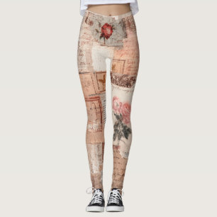 Leggings Collage Romantique Vintage Rose (2)