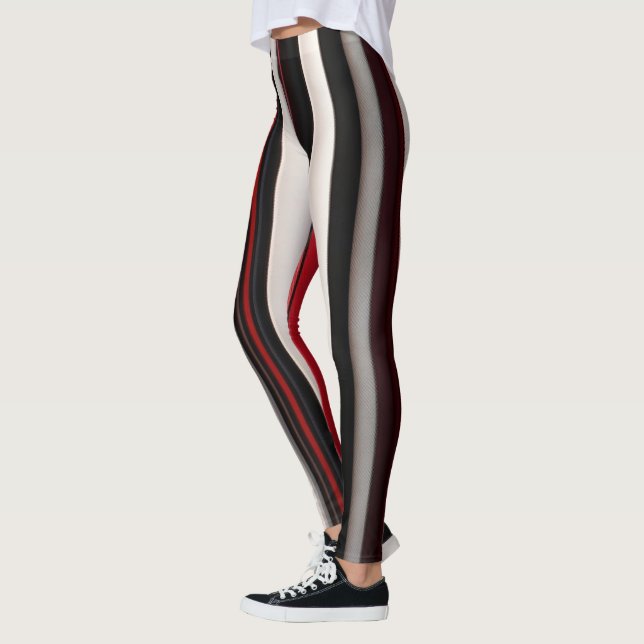 Leggings Collection Abstraite Red Black Lines tendance (Gauche)