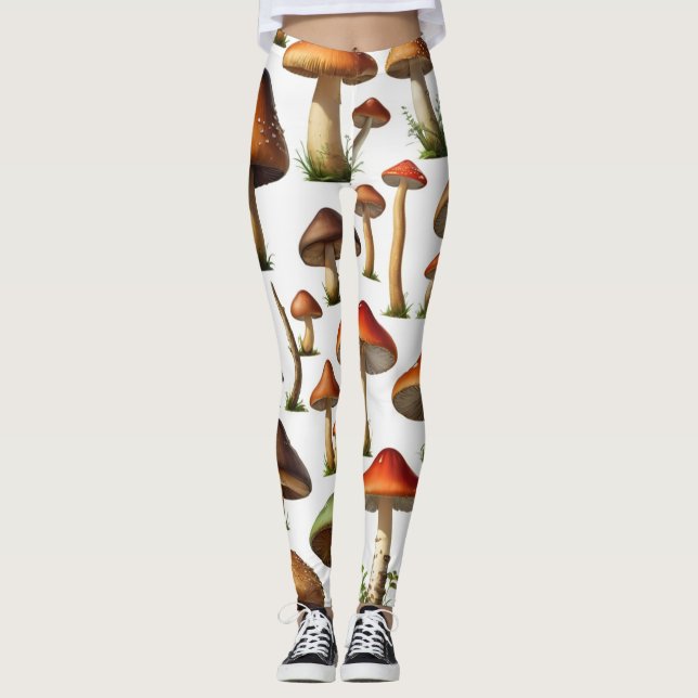 Leggings Collection de champignons Design Motif (Devant)