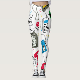 Leggings Collection de doodle vintage des années 80 90.