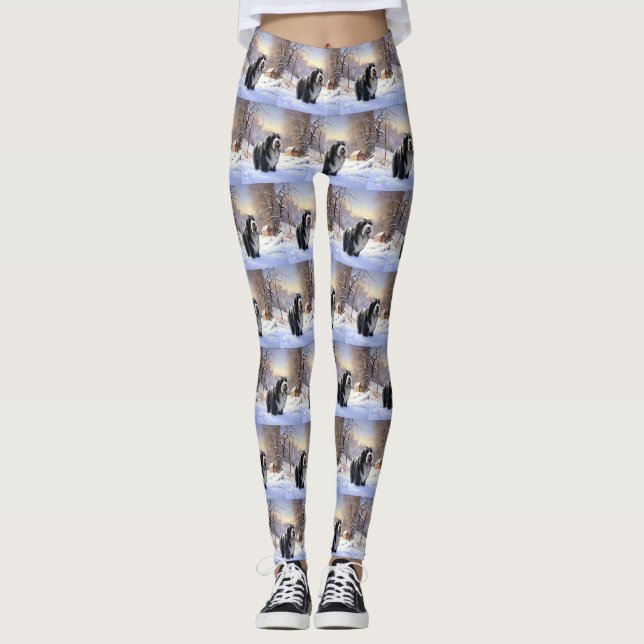 Leggings Collie Laisser Il Neige Noël (Devant)