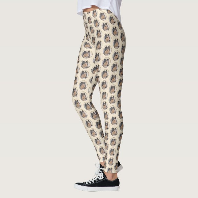 Leggings Collie (Rough) Peinture - Cute Original Chien Art (Gauche)