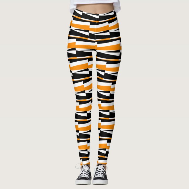 Leggings colonnes de blocs et de barres jaunes symétriques (Devant)