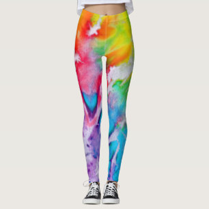 Leggings Coloré Abstrait Arc-en-ciel Aquarelle teinture Yog
