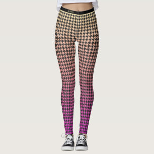 Leggings Coloré Houndstooth-rose à Jaune Gradient-