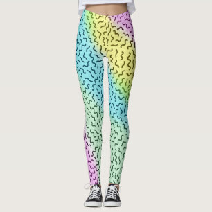 Leggings Coloré Retro Memphis Motif Pastel