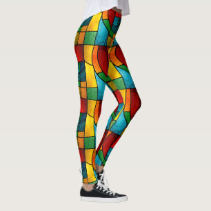 Leggings Coloré Vitrage Mosaïque Abstraction