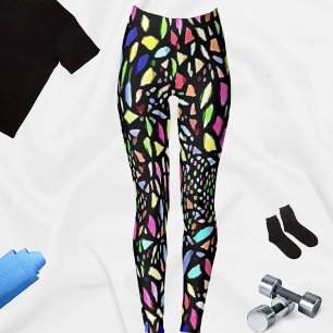 Leggings colorés Motif en mosaïque noire