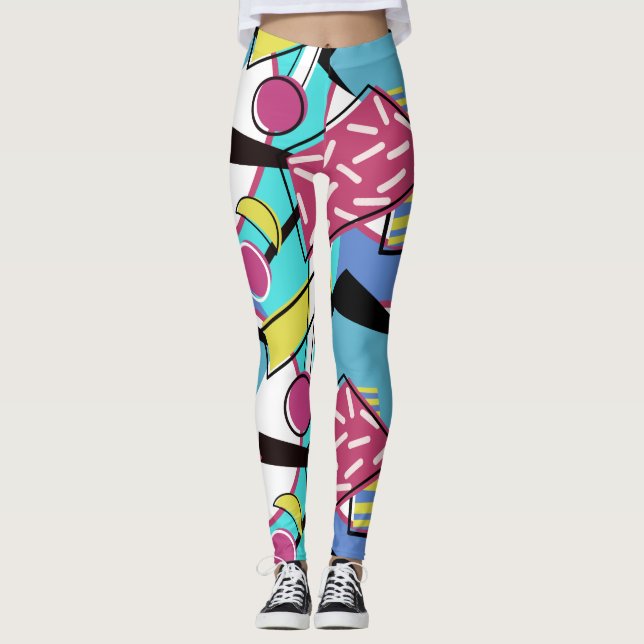Leggings Colorful Geometry Retro 80s Memphis Design (Devant)