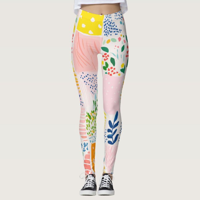 Leggings Colorful Pastel Patchwork Preppy (Devant)