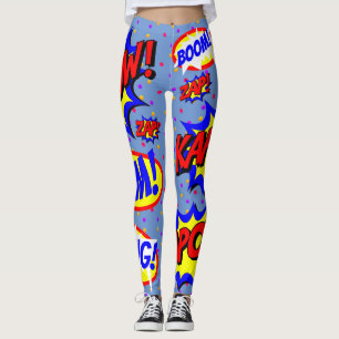 Leggings Comic Book Custom Speech Bubbles Colorful Dots