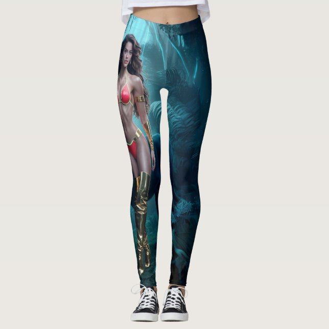 Leggings Compagnons sauvages : Dame avec sa Panthère noire (Devant)