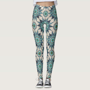 Leggings Compas Mosaïque Verre Teinté Indigo Sarcelle – Vit