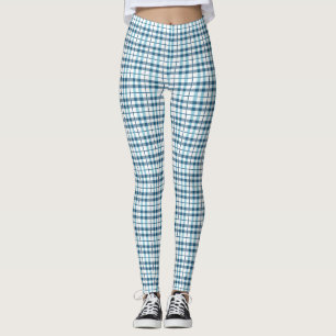 Leggings Composez le Motif blanc et bleu plaid de Pajama