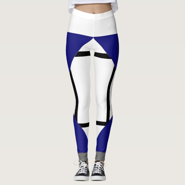 Leggings Composition I Lozengs avec 4 lignes Bleu (Devant)