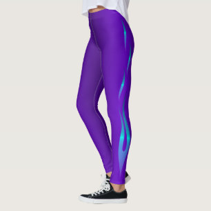 Leggings Conception Abstraite de flamme violette et bleue
