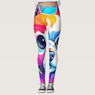 Leggings Conception Artwork de Chiot Arc-en-ciel