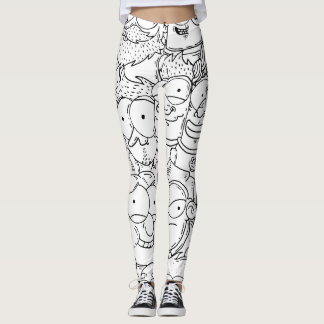 Leggings Conception créative de motif de visages drôles