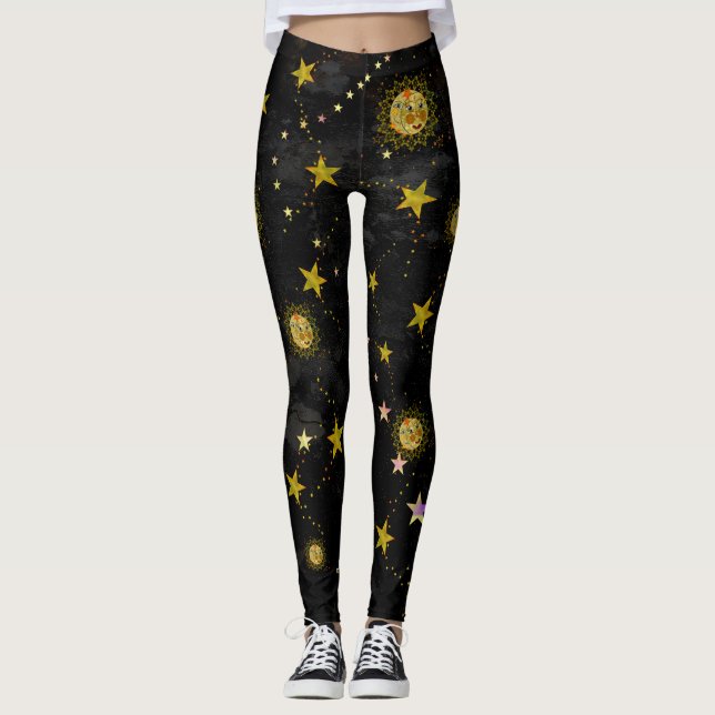 Leggings Conception d'abrégé sur guêtres, Sun, lune et (Devant)