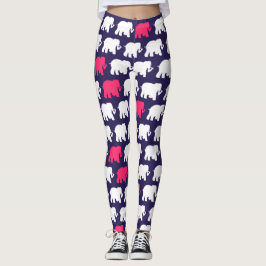 Leggings Conception de bleu marine et d'éléphants roses