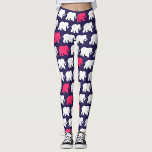 Leggings Conception de bleu marine et d'éléphants roses