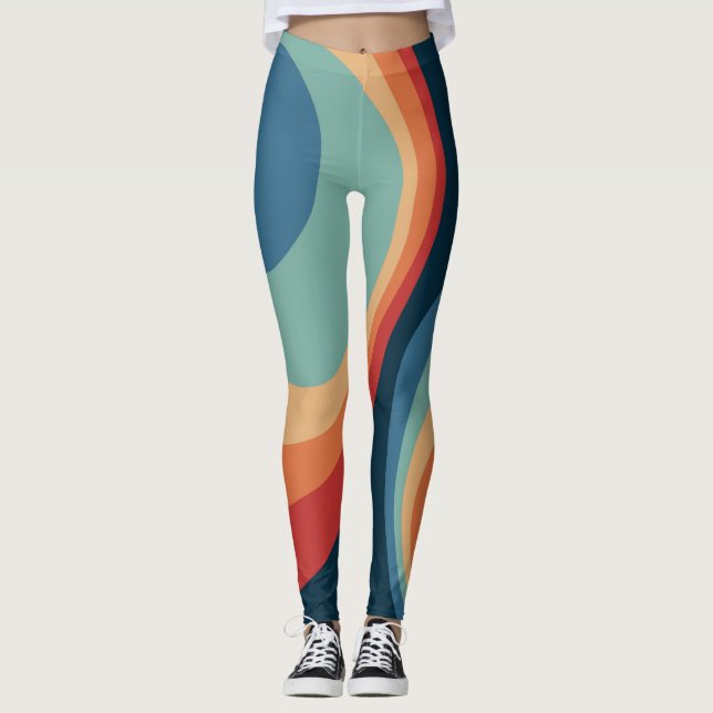 Leggings Conception de cercles rétro colorés (Devant)