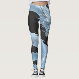 Leggings Conception de fantasy d'art du dragon bleu clair c