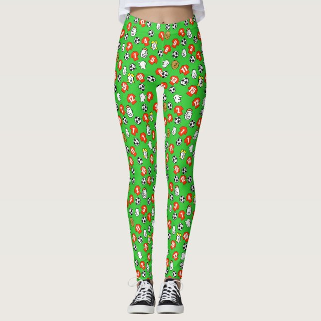 Leggings Conception de football avec chemises en rouge (Devant)