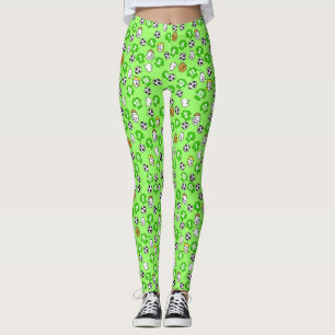 Leggings Conception de football avec chemises en vert