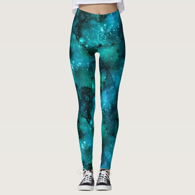 Leggings Conception de la série Galaxie sarcelle 6  (Devant)