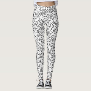 Leggings Conception de mandala abstraite sans couture noir