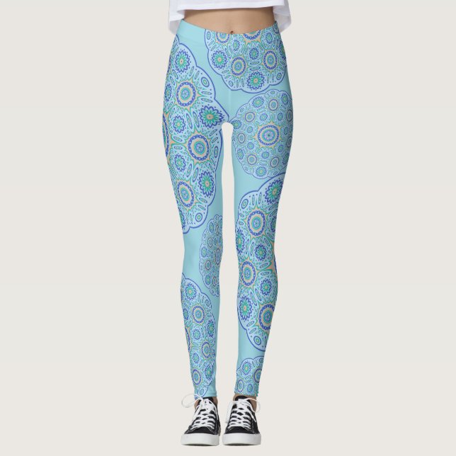 Leggings Conception de Mandala Bleu (Devant)