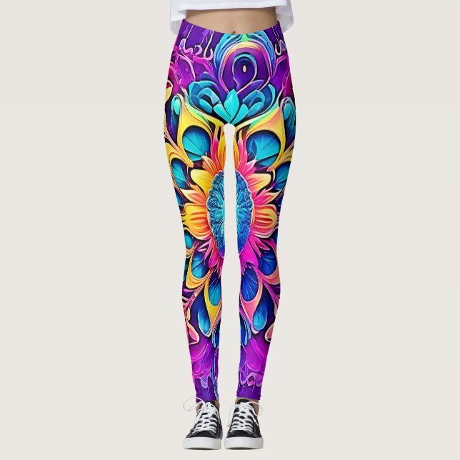 Leggings Conception de Mandala psychédélique (Devant)