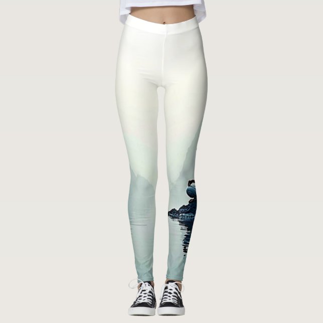 Leggings Conception de méditation au bord de l'eau pacifiqu (Devant)