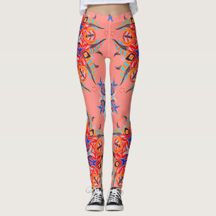 Leggings Conception de Motif Abstrait ( Saumon )
