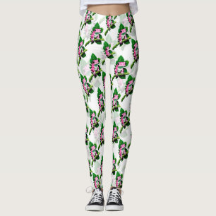 Leggings Conception de motif grenouille rose sur feuille ve