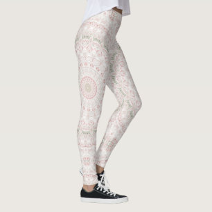 Leggings Conception de motif mandala rose et vert pastel