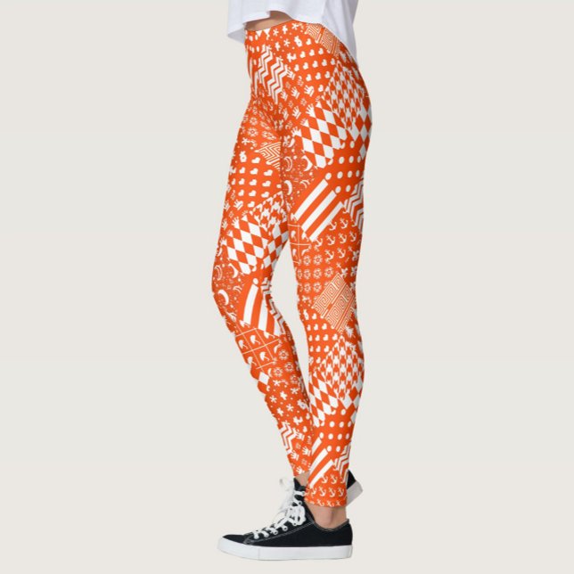 Leggings Conception de Patchwork Motif mixte orange blanc (Créateur téléchargé)