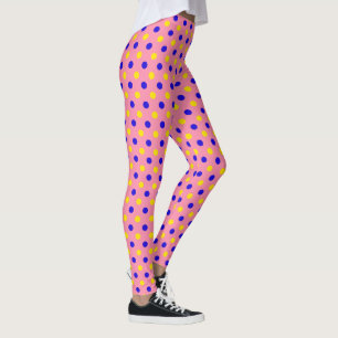 Leggings Conception de points polka rose bleu jaune