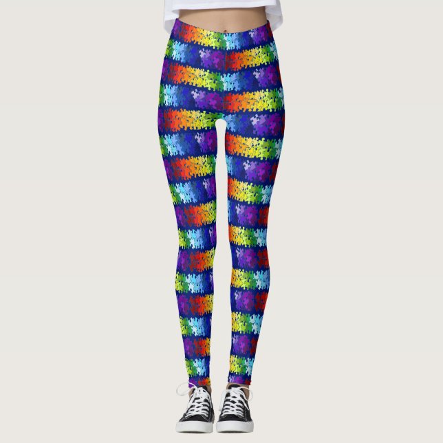 Leggings Conception de puzzle d'arc-en-ciel de (Devant)