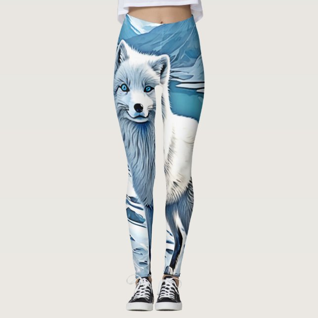 Leggings Conception de scène de renard aux yeux bleus (Devant)