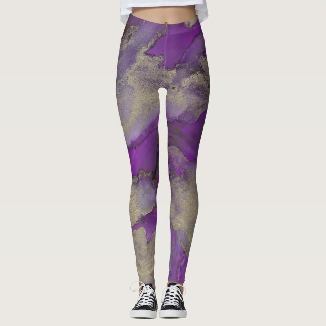 Leggings Conception d'encre violet/or (Devant)