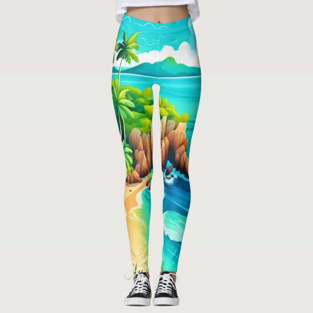 Leggings Conception des lisses de la côte tropicale (Devant)