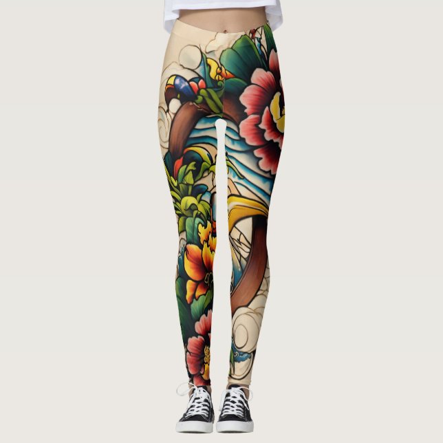 Leggings Conception d'un tatouage captivant (Devant)