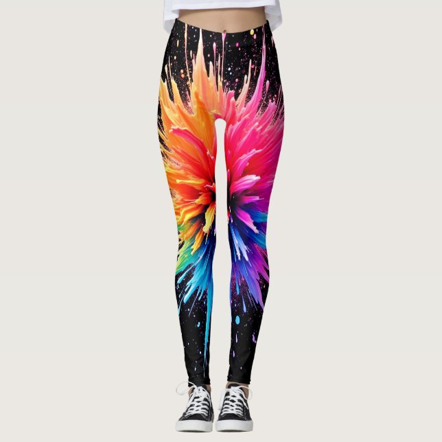 Leggings Conception dynamique des explosions de couleurs (Devant)