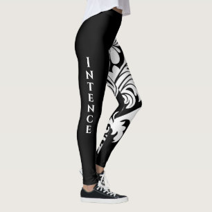 Leggings Conception florale blanche intense et noire sur