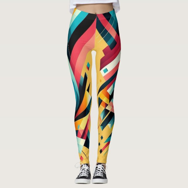 Leggings - Conception géométrique colorée (Devant)