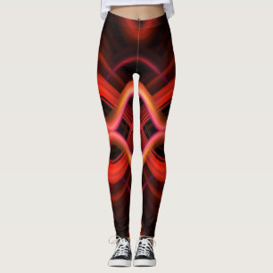 Leggings Conception géométrique des lignes ondulées rouges.